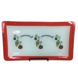 Fitz & Floyd Essentials Christmas Glass Serving Tray Ornaments! Ornaments!